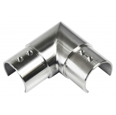 Spojka - koleno 90°, lepený spoj, brúsená nerez AISI304