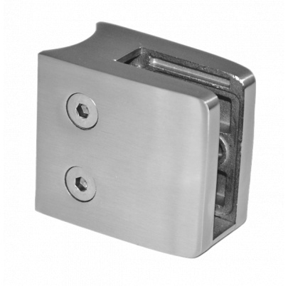 DOPREDAJ! Svorka skla s podložkou na trubku ø 42.4mm (55x55x35mm) pre sklo 10-12.76mm, brúsená nerez K320 /AISI304, balenie neobsahuje gumičky na sklo