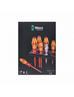 Sada profi elektrikárskych skrutkovačov, výrobca WERA, 0,4x2,5x80mm, 0,6x3,5x100mm, 0,8x4x100mm, 1x5,5x125mm, PZ1x80mm, PZ2x100mm, tester 0.5x3x70mm