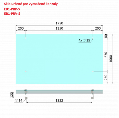 Transparentné ESG/VSG sklo, 1000x1750mm, t-12.76mm