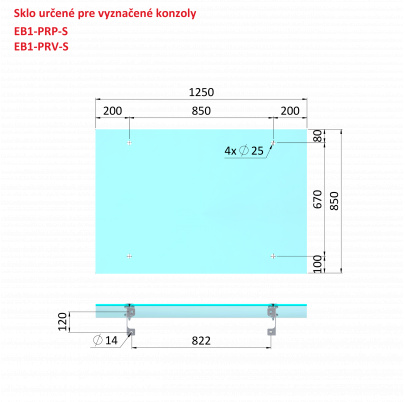 Transparentné ESG/VSG sklo, 850x1250mm, t-10.76mm