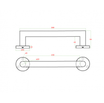 Nerezové madlo L-268mm, brúsená nerez AISI304