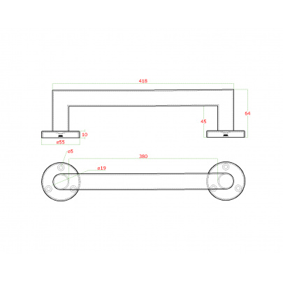 Nerezové madlo 418x64mm/ø19mm, brúsená nerez AISI304