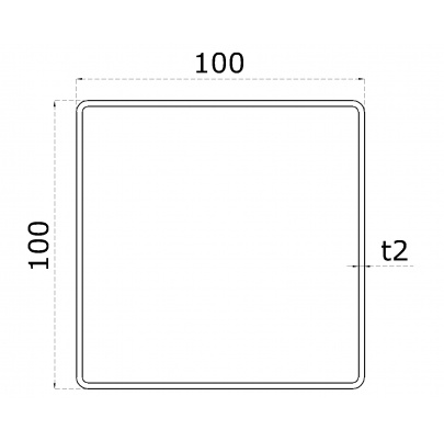 Profil uzatvorený 100x100x2mm, cena za 1ks(4m), brúsená nerez /AISI304
