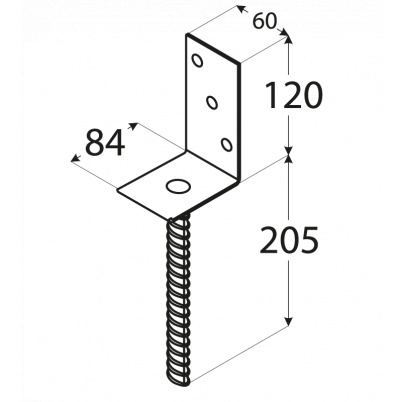 Pätka stĺpika L 84x130x324mm, 5mm žiarový pozink, priemer nohy 18mm, počet dier s priemerom 11mm-3ks