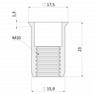 Nitovacia matica M12/1.0-4.0/ mikro hlava, rýhovaný driek, VZ L = 24.3mm