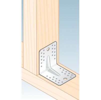 Uholník s prelisom 105x105x90mm, 2,0mm, pozink, otvory priemer 5mm-36ks, 14mm-2ks