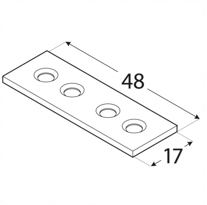 Plochá spojka 48x14mm, 1,5mm pozink, počet dier s priemerom 4,5mm-4ks