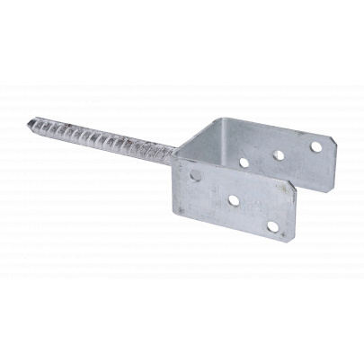Pätka stĺpika U 121x120x324mm, 4mm žiarový pozink, priemer nohy 18mm, počet dier s priemerom 11mm-6ks