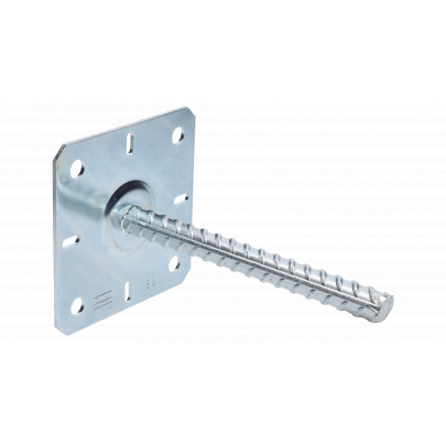 Pätka stĺpika s podstavcom 100x205mm, 3mm pozink, počet dier s priemerom 12mm-4ks, počet otvorov 6/9mm-4ks