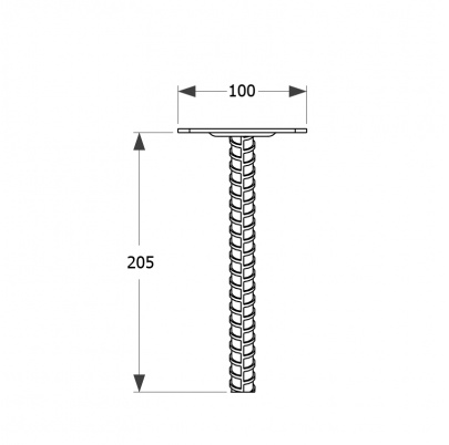 Pätka stĺpika s podstavcom 100x205mm, 3mm pozink, počet dier s priemerom 12mm-4ks, počet otvorov 6/9mm-4ks