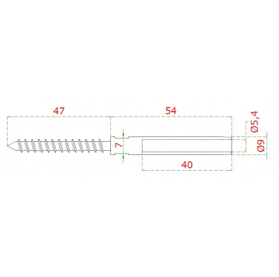 Úchyt (lepiaci) pre lanko ø5mm do dreva, brúsená AISI316