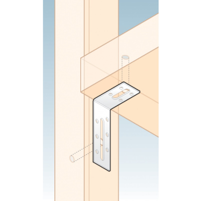 Uholník nastaviteľný 80x55x30mm, 2,0mm, pozink, diery 5mm-10ks, otvory 6,5/48,5mm-1ks, 8,5/21,5mm-1ks