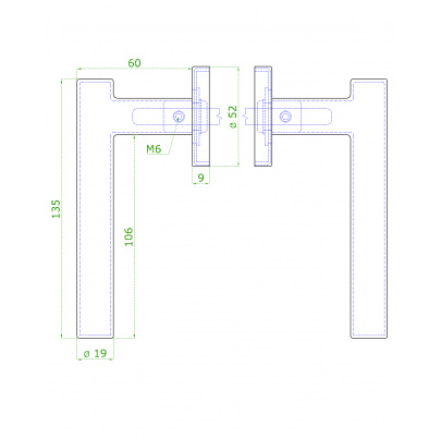 Kľučka bez dolnej rozety, brúsená nerez AISI304