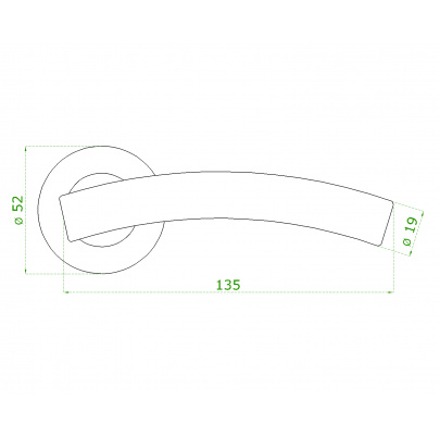 Kľučka bez dolnej rozety, brúsená nerez AISI304