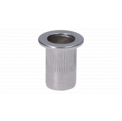 AISI304 nitovacia matica M10, plochá, rýhovaný driek, L-19mm