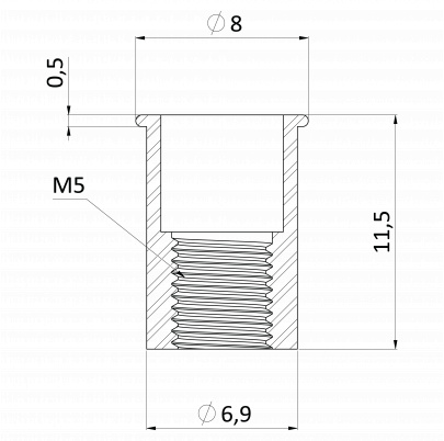 Nitovacia matica hliníková M5/0.5-2.0/ mikro hlava, hladký driek, VZ L = 11.5mm