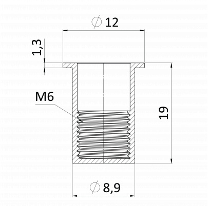 Nitovacia matica M6 plochá hlava, rýhovaný driek, uzavretá