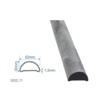 Madlová tyč dutá 62x30x1,5mm, vzor kôra, dĺžka 3000 mm, cena za KUS