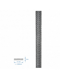 DOPREDAJ Plochá tyč vzorovaná 31x5x3000mm, čierna, Cena za 3m kus