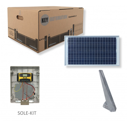 SOLE-KIT Solárny KIT BEZ BATÉRIE! pre 24V pohony KEY. KIT obsahuje:solárny panel 30W, riadiacu jednotku, držiak na panel