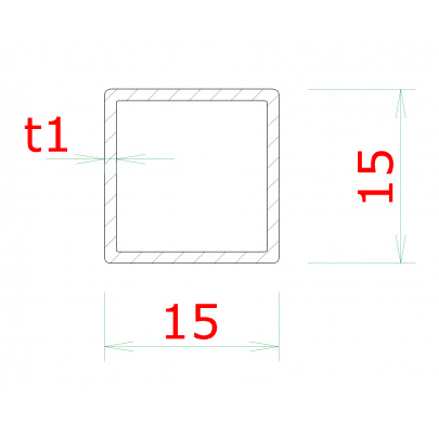 Profil uzatvorený 15x15x1,5mm, cena za 1ks (5m), brúsená nerez K320 /AISI304
