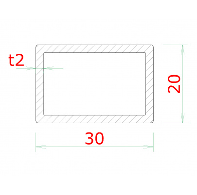 Profil uzatvorený 30x20x2mm, cena za 1ks (1m), brúsená nerez K320 /AISI304
