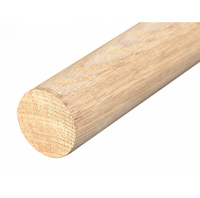 Drevený profil guľatý (ø 42mm /L:2000mm), materiál: dub, brúsený povrch bez náteru, balenie: PVC fólia