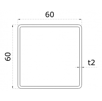 Profil uzatvorený 60x60x2mm, cena za 1ks(3m), brúsená nerez /AISI304