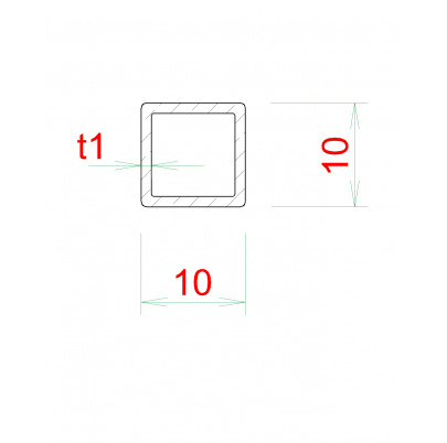 Profil uzatvorený 10x10x1mm, cena za 1ks (4m), brúsená nerez K320 /AISI304