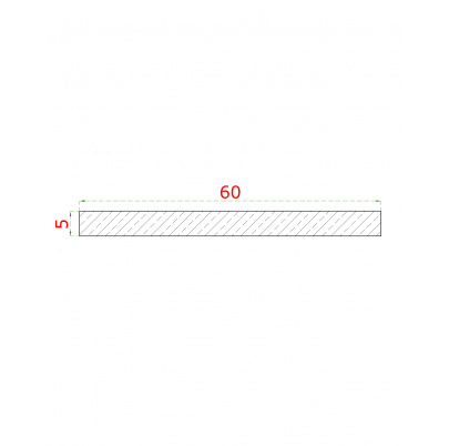 Nerezová tyč plochá 60x5mm, cena za 1ks(2m) brúsená nerez K320 /AISI304