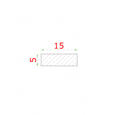 Nerezová tyč plochá 15x5mm, cena za 1ks(1m) brúsená nerez K320 /AISI304