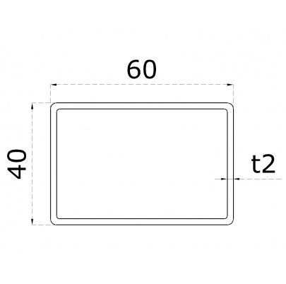 Profil uzatvorený 60x40x2mm, cena za 1ks(5m), brúsená nerez K320 /AISI304