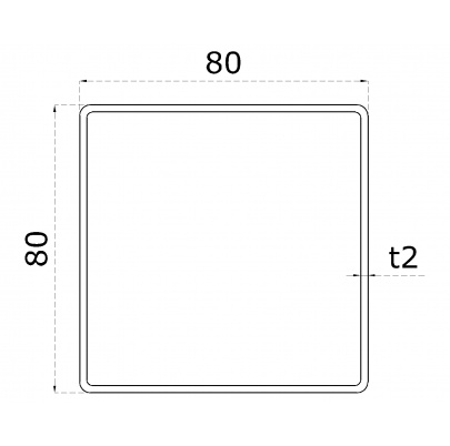Profil uzatvorený 80x80x2mm, cena za 1ks(2m), brúsená nerez /AISI304