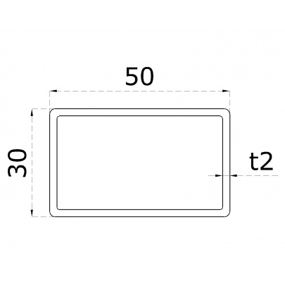 Profil uzatvorený 50x30x2.0mm, brúsená nerez K320 /AISI304, cena za 1ks(1m)
