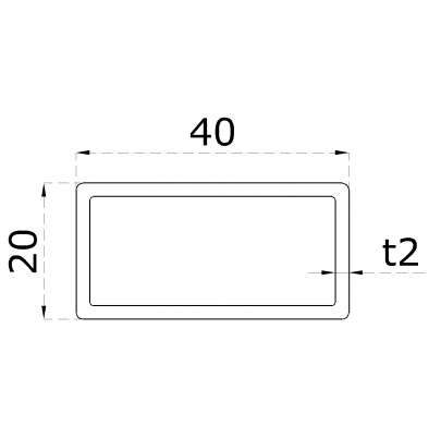 Profil uzatvorený 40x20x2mm, cena za 1ks(6m), brúsená nerez K320 /AISI304