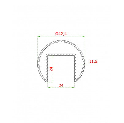Madlo ø42.4x2mm, 2m, sklo 8-17.5mm, brúsená nerez AISI304
