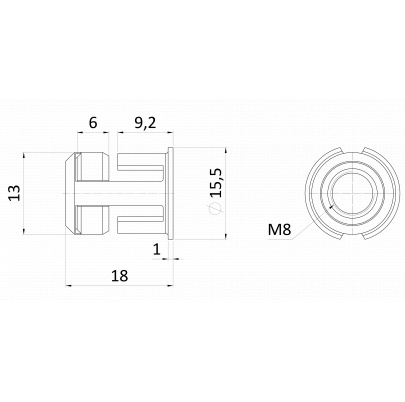 Nástrčná matica M8, hrúbka plechu: 1-6mm, pre otvor 13,2mm