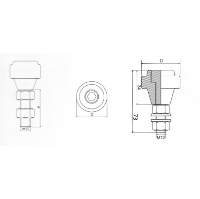 Polyamidové vodiace koliesko D-34mm, H-39mm, M12 pre horné vedenie posuvných brán