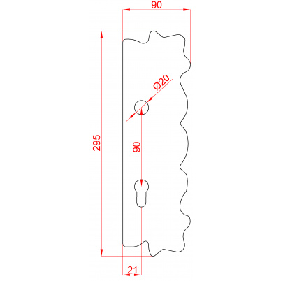 DOPREDAJ Štít 295x90x4mm pravý, pre zámok ZM90/40H