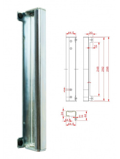 Doraz pre bránku, 292x45x44mm, pravý/ľavý, ZN povrch