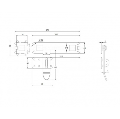 Rígeľ  16mm, L: 270mm, pozinkovaný