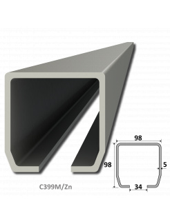C profil 98x98x5mm, dĺžka 1m