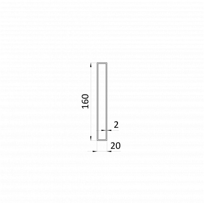 Jokel 160x20x2mm, L-6000mm, hliník bez povrchovej úpravy