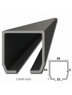 C profil PICOLLO (69x69x4mm) čierny, dĺžka 3m