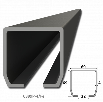C profil PICOLLO (69x69x4mm) čierny, dĺžka 3m