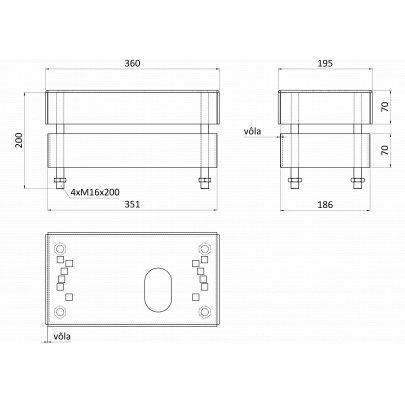 Univerzálny podstavec pre pohon, nastavitelný 70-140mm