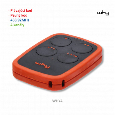 Vysielač 4-kanálový, 433MHz, pevný/plávajúci kód
