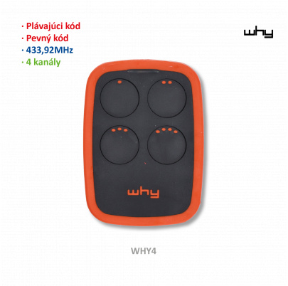 Vysielač 4-kanálový, 433MHz, pevný/plávajúci kód