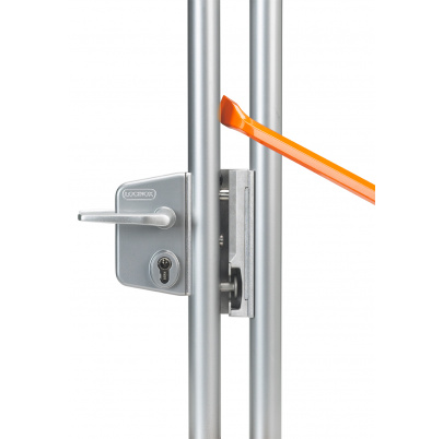 LOCINOX® Zámkový set LAKQ U2 pre profil Ø80 - Ø100 mm (kazeta, zámok, hliníkové kľučky, cylindrická vložka), strieborná farba